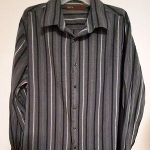 PERRY ELLIS DRESS SHIRT, Long Sleeves Striped XXL